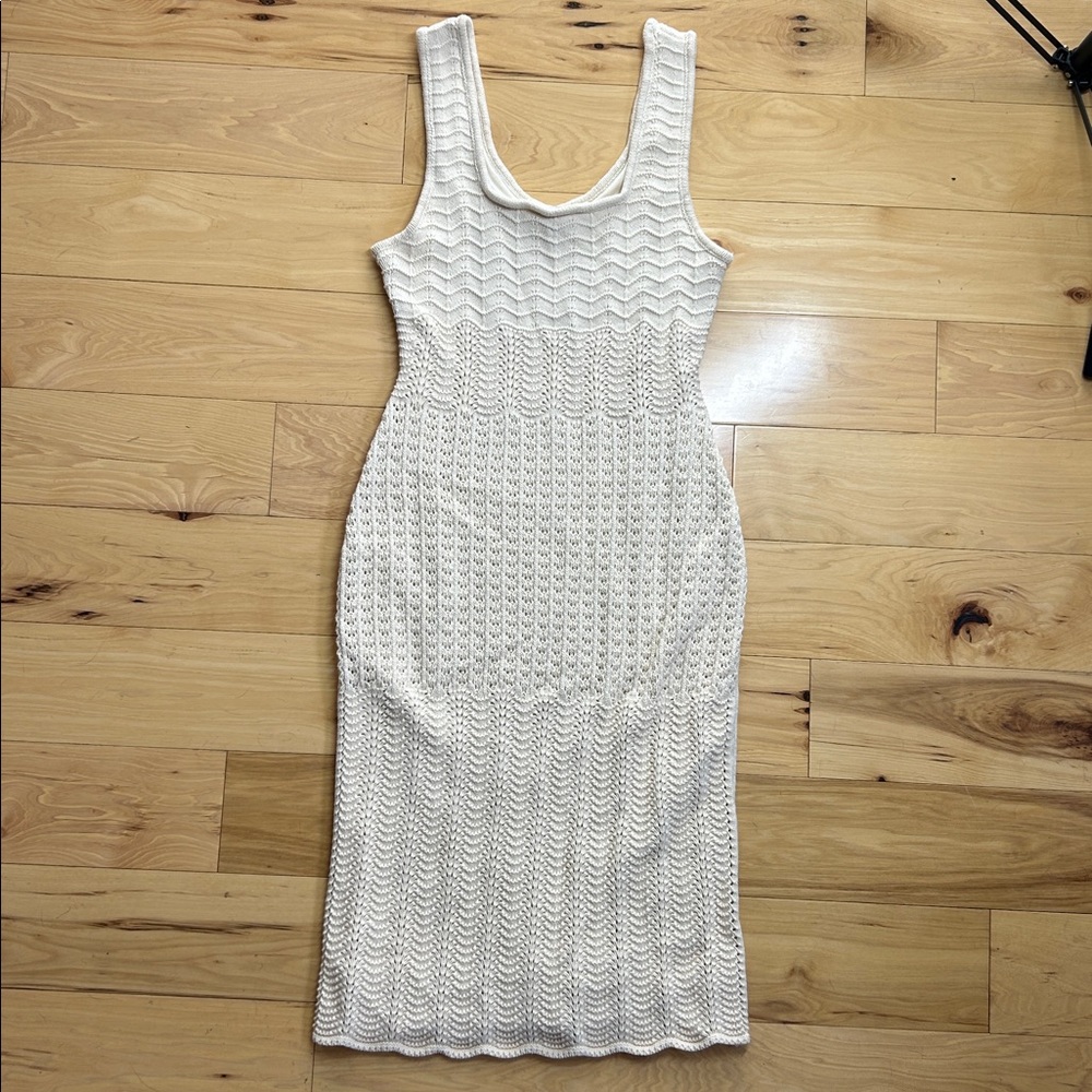House of Harlow 1960 Cream Knit Double Lined Midi Dress | Size Large